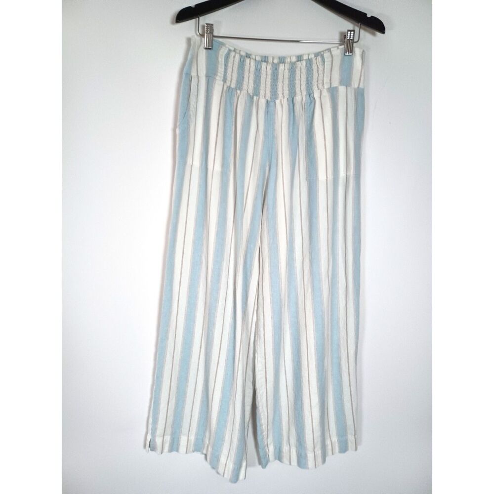 Nomad The Label Linen Viscose Wide Leg Smocked Pants Size 16 Sustainable Travel